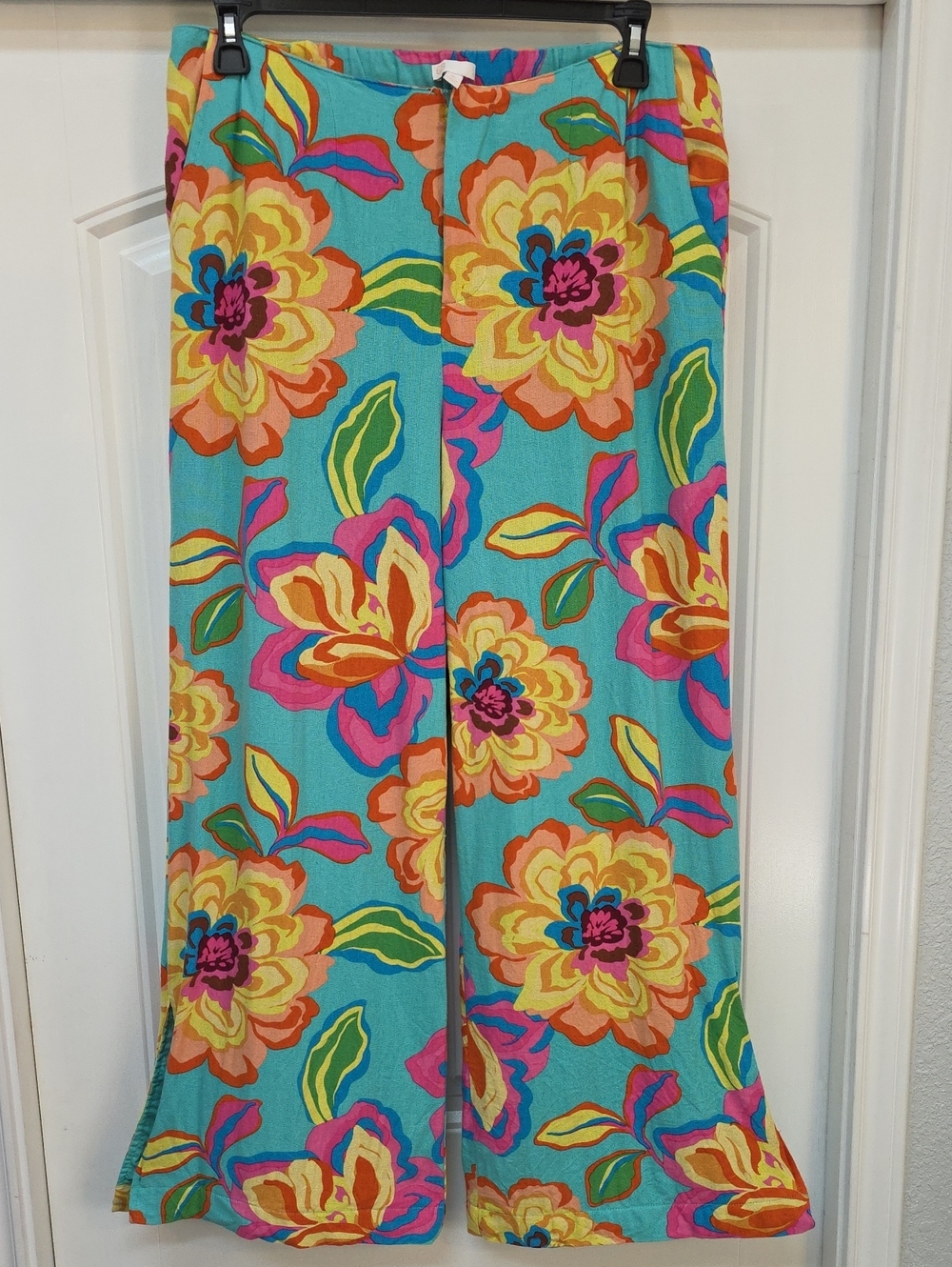 GB Turquoise Floral Wide-Leg Pants - Sz XL